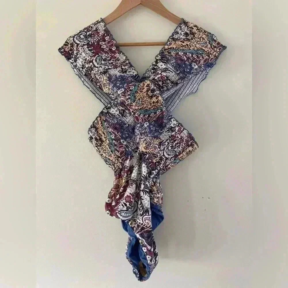 By anthropologie smocked off shoulder one piece swim suit womens‎ 1X nwot
